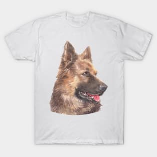 Beautiful German Shepherd Watercolor Art T-Shirt